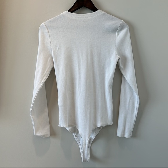 Abercrombie Ribbed White Bodysuit Long Sleeve Basic Capsule Casual Size Large - Picture 9 of 11